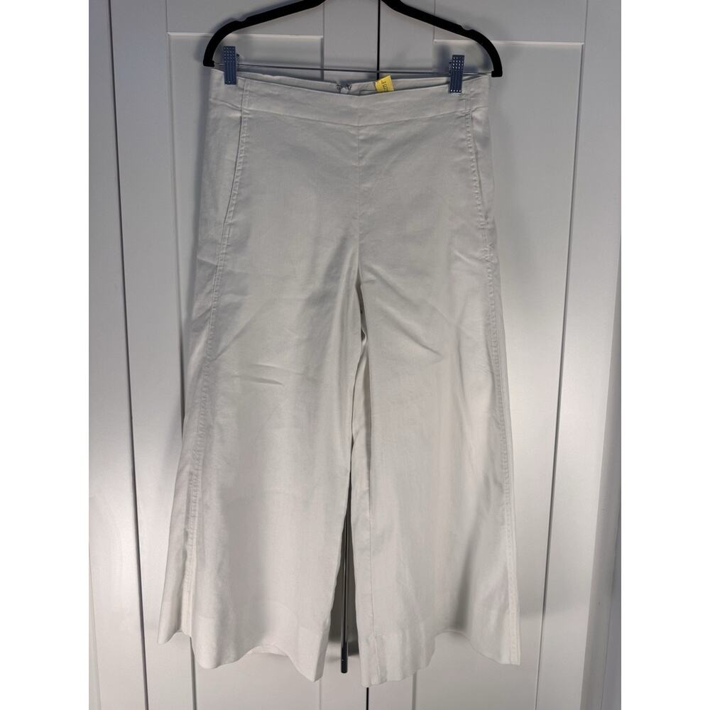 Vince Women’s White Linen Blend Wide Leg Crop Pants Side 6 Lined Minimalist